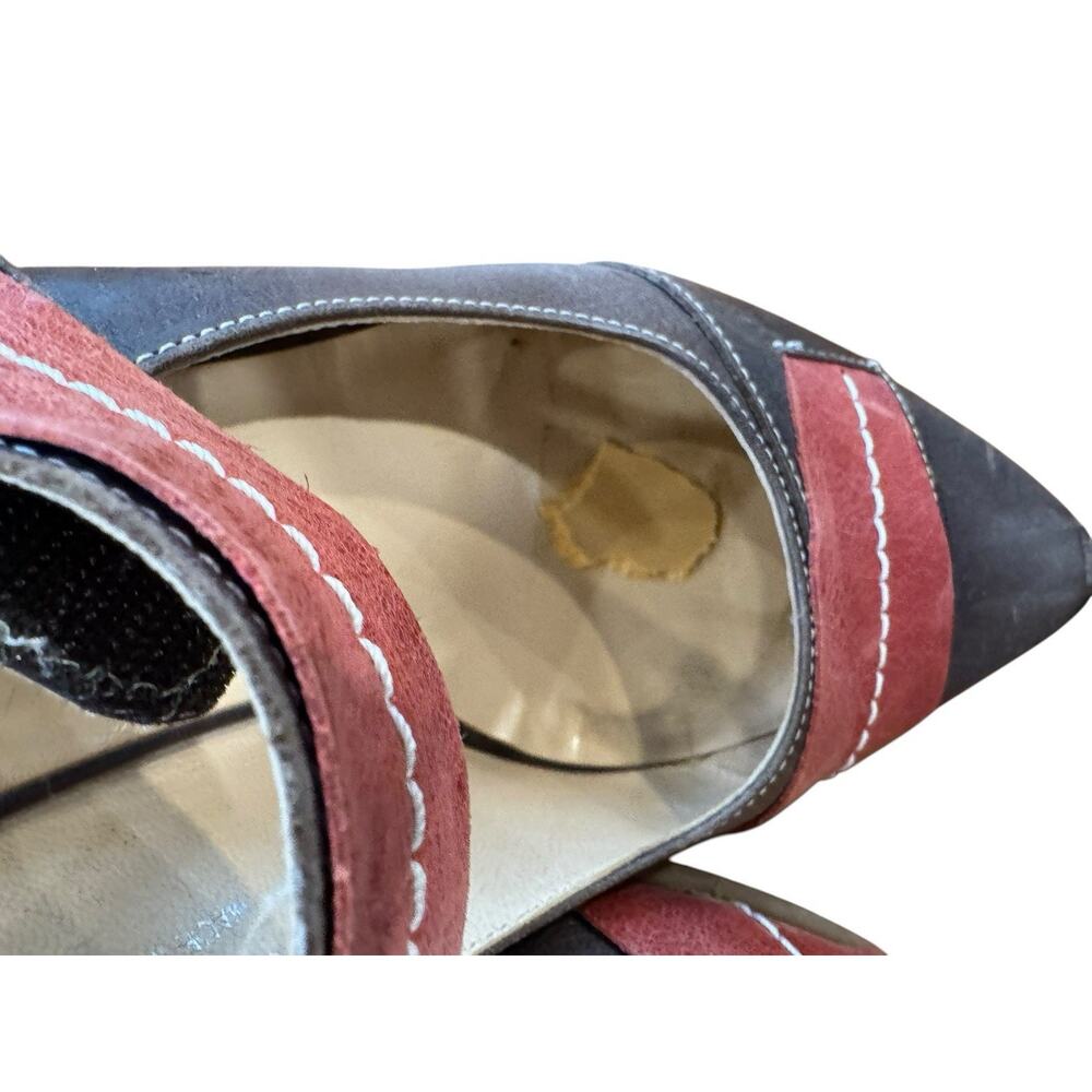 Women’s 9.5 Fidji leather slingback Wood block heel sandal Boho Patchwork Spring - Picture 8 of 13
